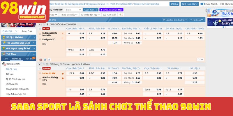SABA Sport là sảnh chơi thể thao 98WIN