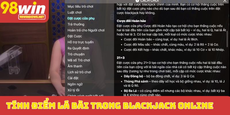 Tính điểm lá bài trong blackjack online